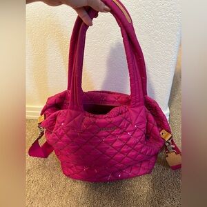 MZ Wallace Metro Tote Deluxe - Bright Fuchsia with Sequins